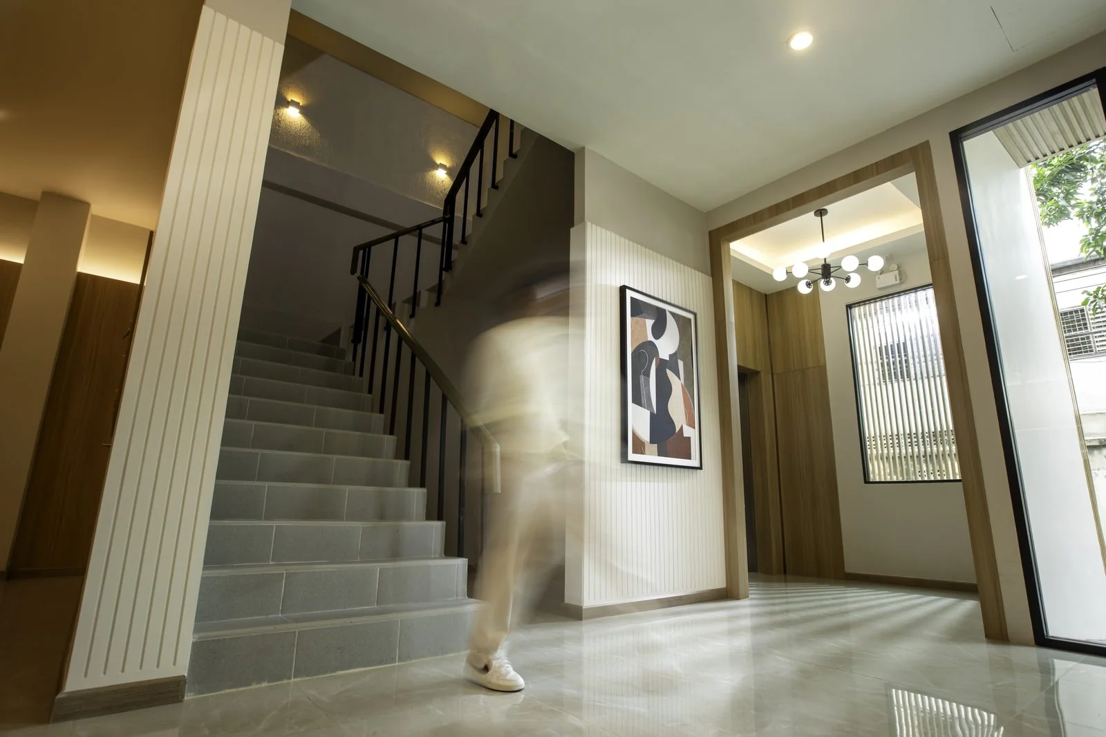 The entrance stair and hallway