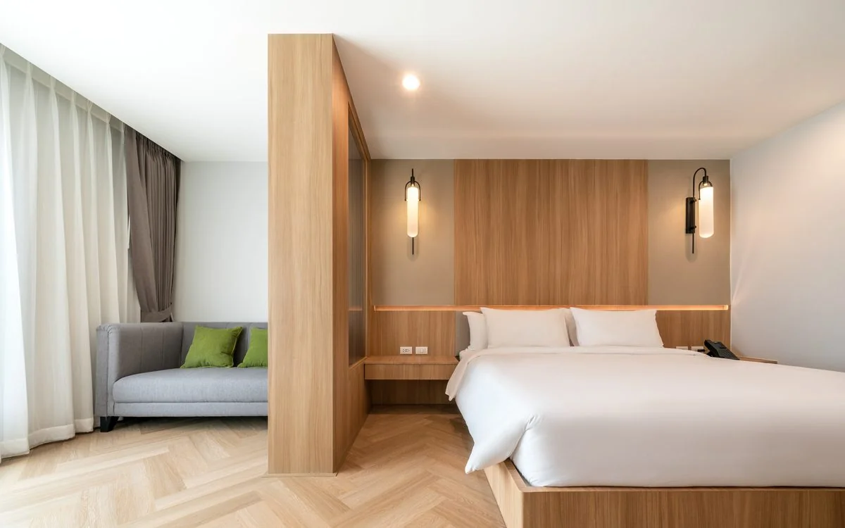 Premier King Room seating and natural light